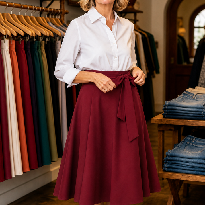SASHWAIST | SELF-TIE PLEATED HIGH-WAISTED SKIRT FOR WOMEN