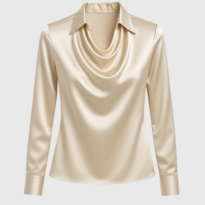 ARLOWE | SATIN COWL-NECK COLLARED BLOUSE FOR WOMEN
