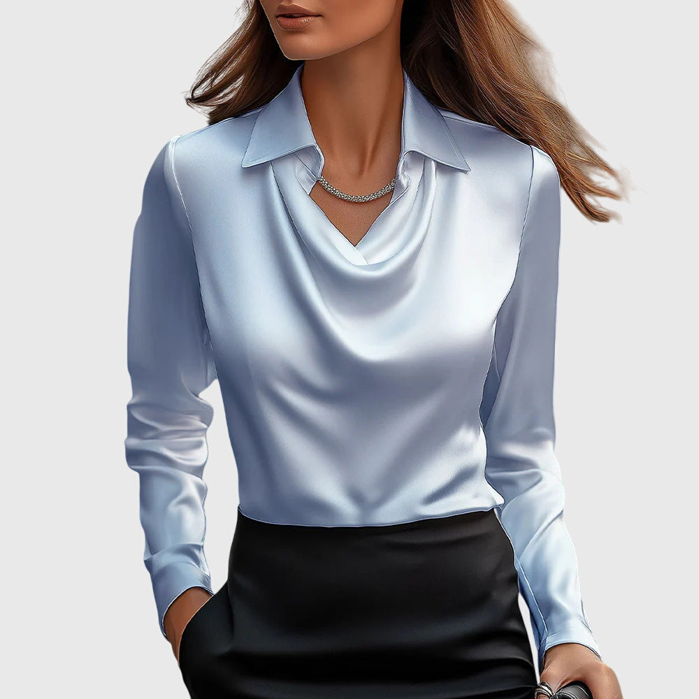 ARLOWE | SATIN COWL-NECK COLLARED BLOUSE FOR WOMEN