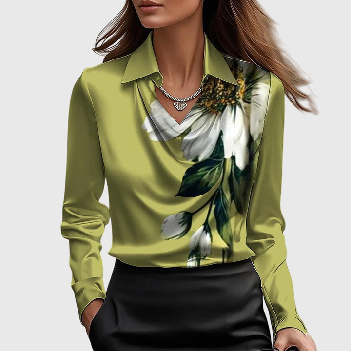 ARLOWE | SATIN COWL-NECK COLLARED BLOUSE FOR WOMEN