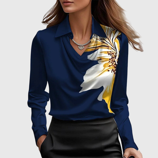 ARLOWE | SATIN COWL-NECK COLLARED BLOUSE FOR WOMEN