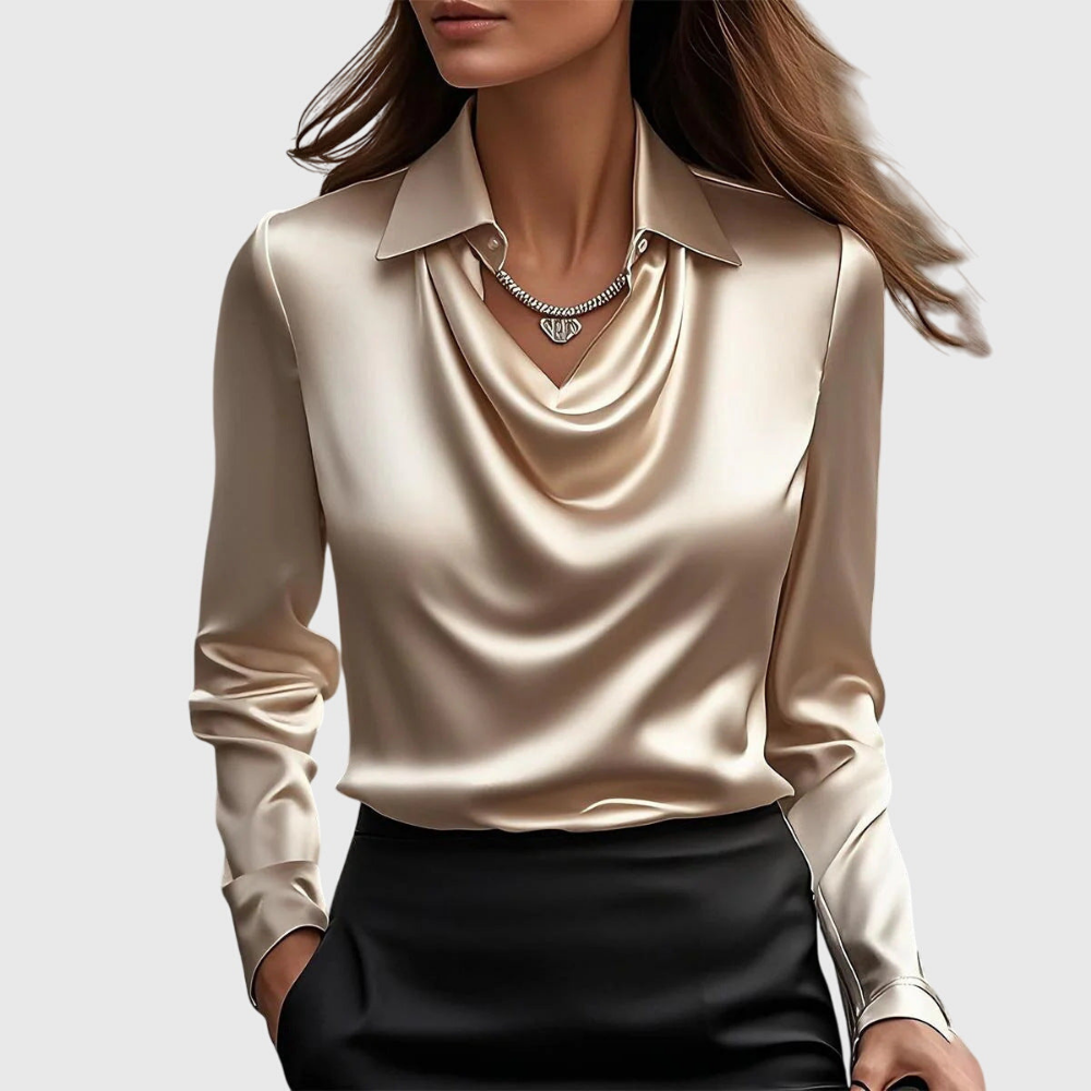 ARLOWE | SATIN COWL-NECK COLLARED BLOUSE FOR WOMEN