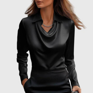 ARLOWE | SATIN COWL-NECK COLLARED BLOUSE FOR WOMEN