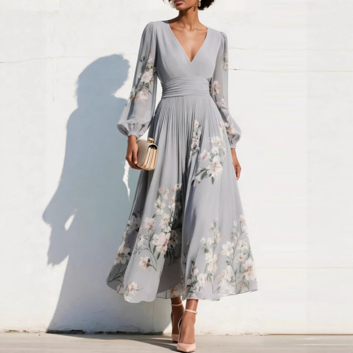 OLYMPE | PUFF SLEEVE MIDI DRESS FOR WOMEN