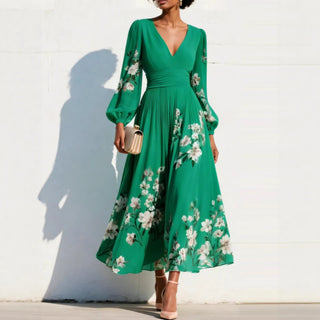 OLYMPE | PUFF SLEEVE MIDI DRESS FOR WOMEN