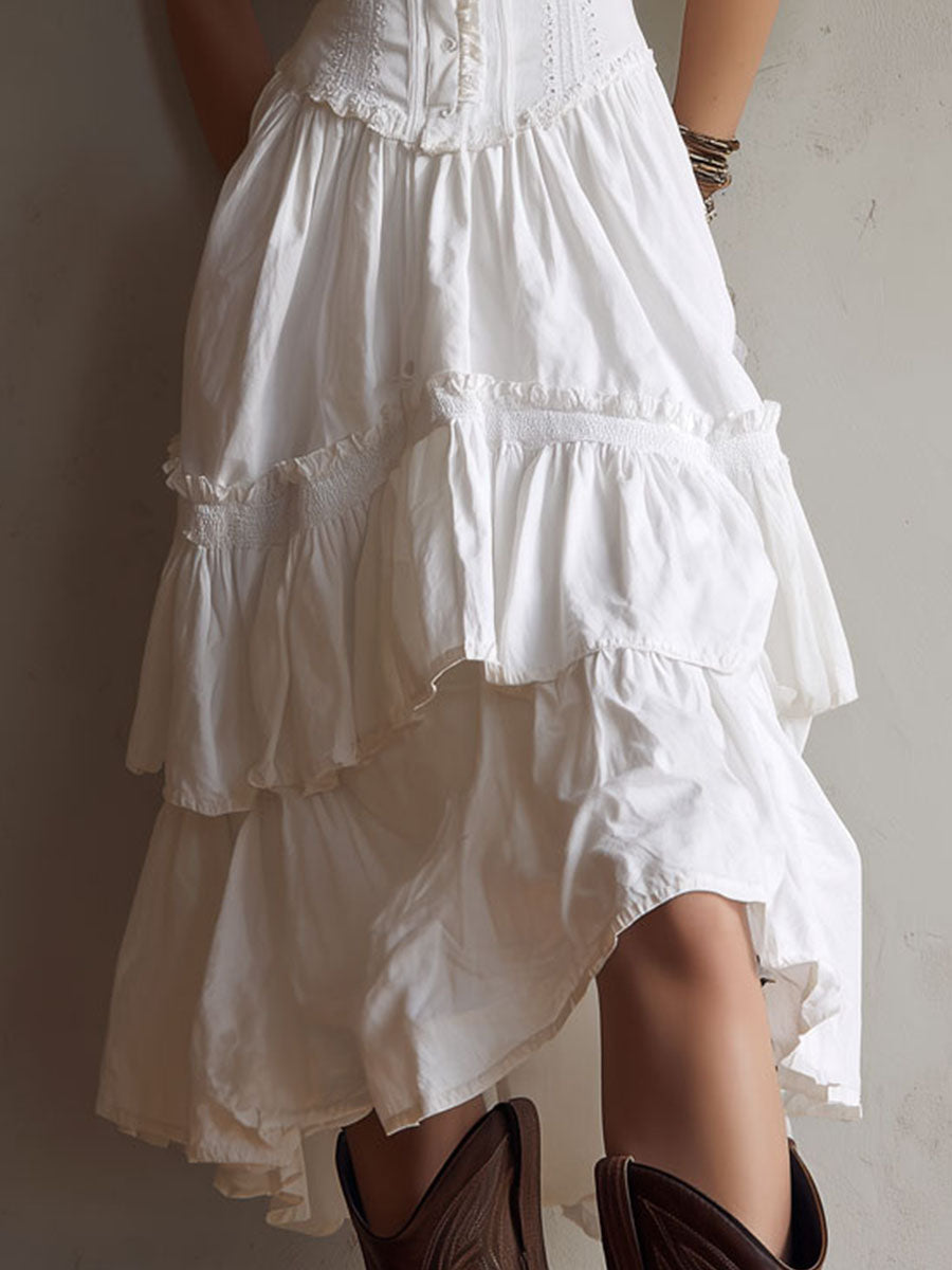 RETRO | BOHO TIERED MIDI DRESS FOR WOMEN