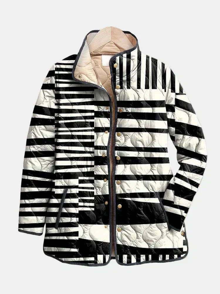 MIREN | BLACK WHITE QUILTED JACKET FOR WOMEN