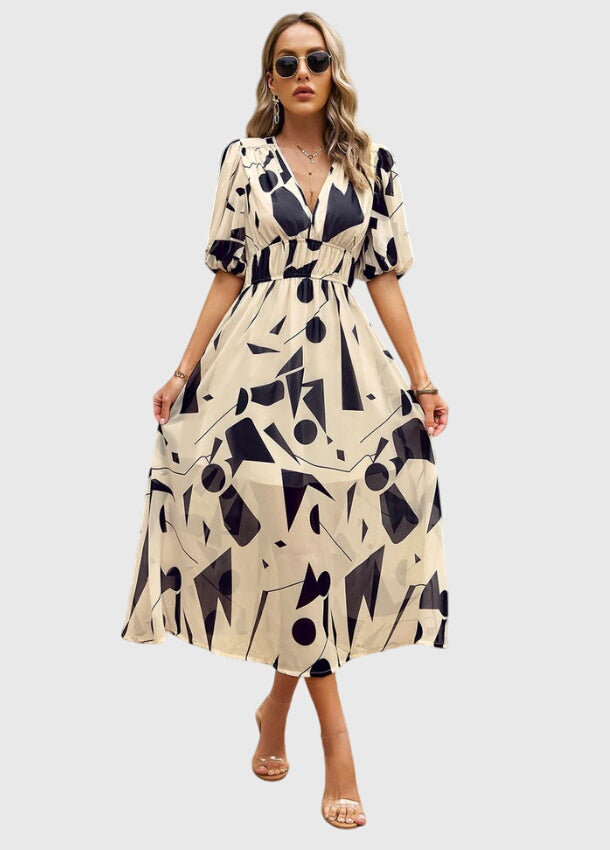MAREN | FLATTERING FLORAL MIDI DRESS FOR WOMEN