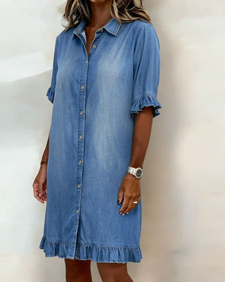 NANNA | RUFFLE SLEEVE DENIM DRESS FOR WOMEN