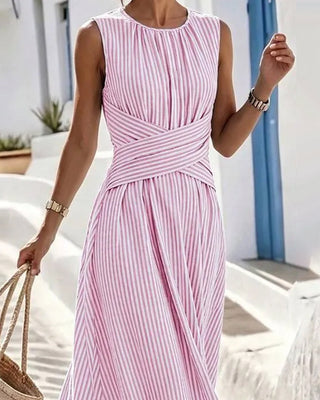 ELODIE | STRIPED TWIST-WAIST MAXI DRESS FOR WOMEN
