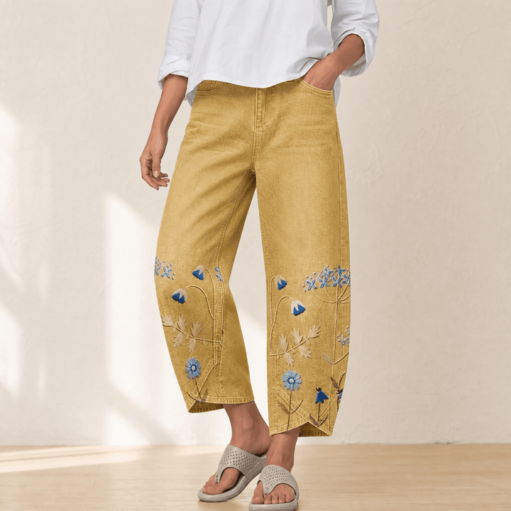 BLOOMARA | EMBROIDERED WIDE-LEG TULIP JEANS FOR WOMEN