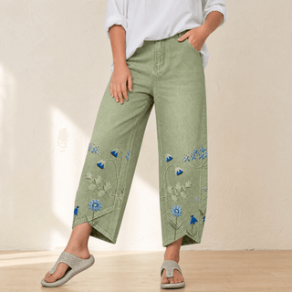 BLOOMARA | EMBROIDERED WIDE-LEG TULIP JEANS FOR WOMEN