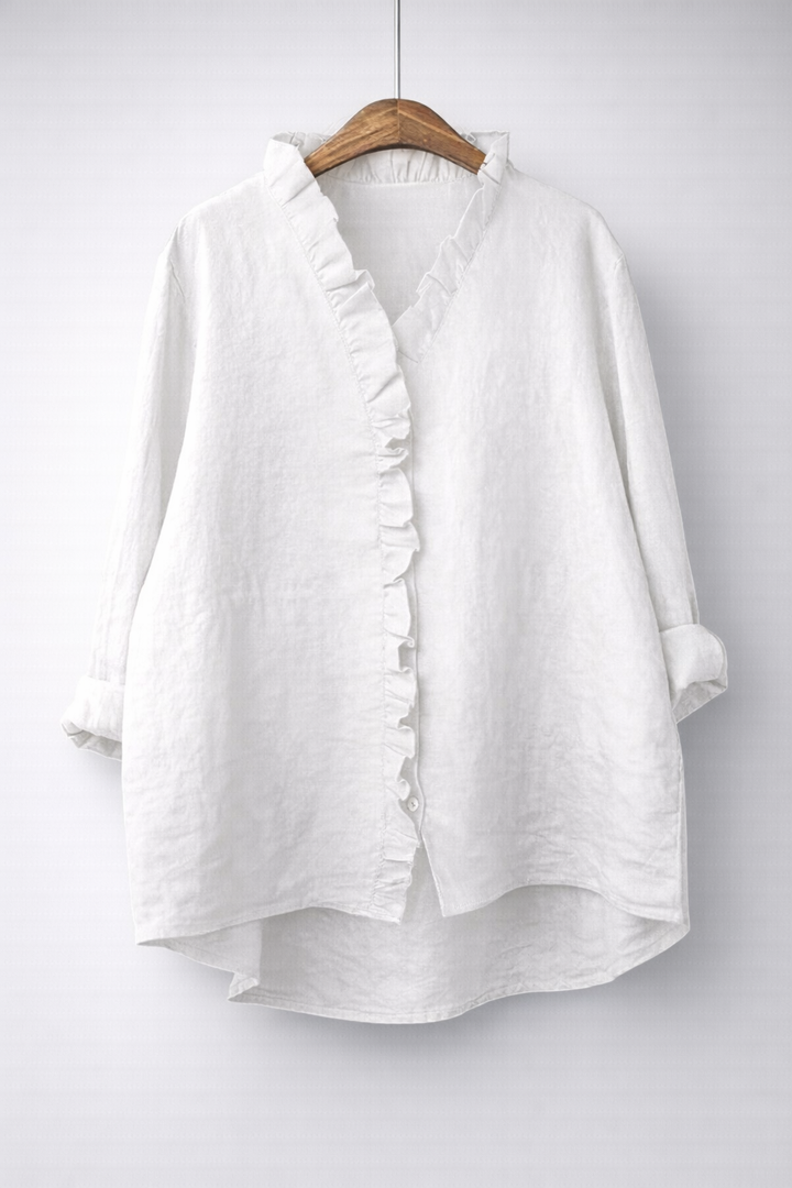 NINON | RUFFLED LINEN BLEND SHIRT FOR WOMEN