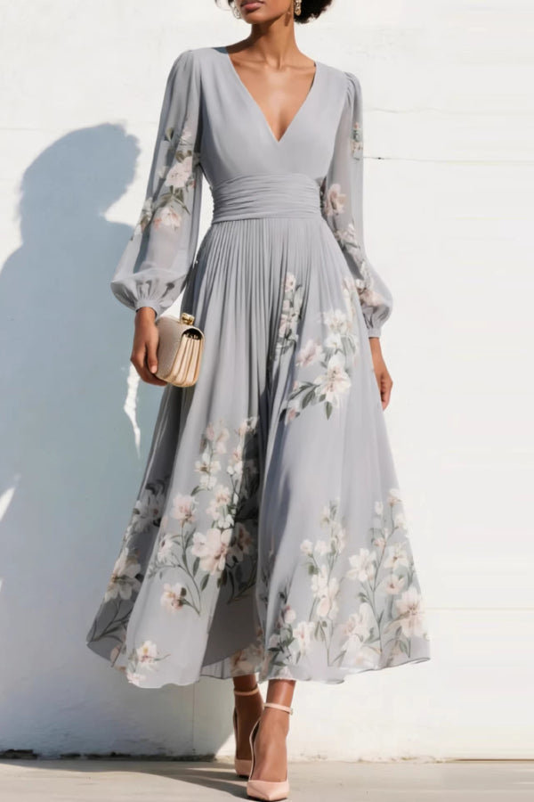 ELODIE | FLORAL V-NECK MAXI DRESS FOR WOMEN
