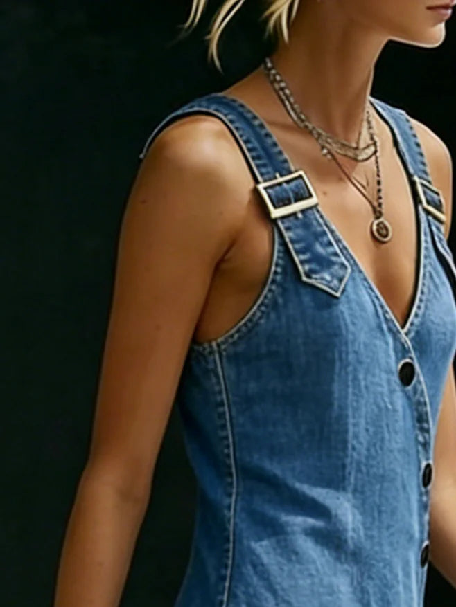 VERA | LONG DENIM BUTTON-DOWN DRESS FOR WOMEN