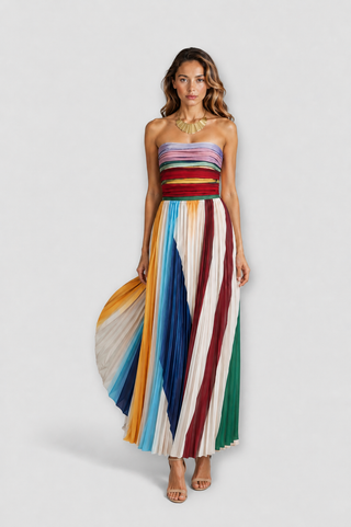 ULLA | STRAPLESS PLEATED MAXI DRESS FOR WOMEN