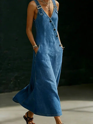 VERA | LONG DENIM BUTTON-DOWN DRESS FOR WOMEN