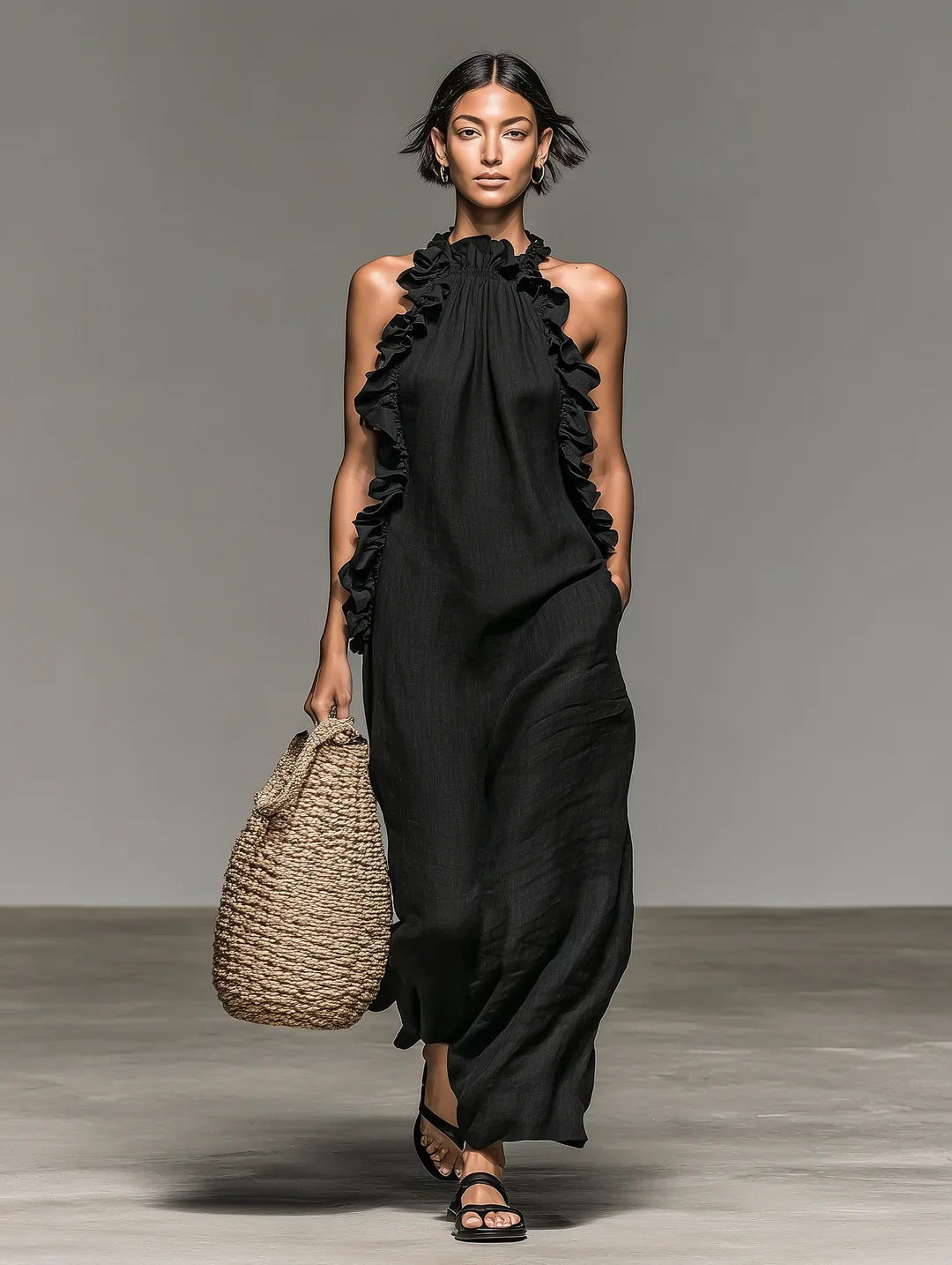 URSZULA | RUFFLE DETAIL MAXI DRESS FOR WOMEN