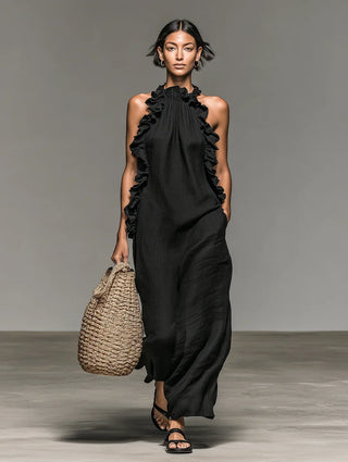 URSZULA | RUFFLE DETAIL MAXI DRESS FOR WOMEN
