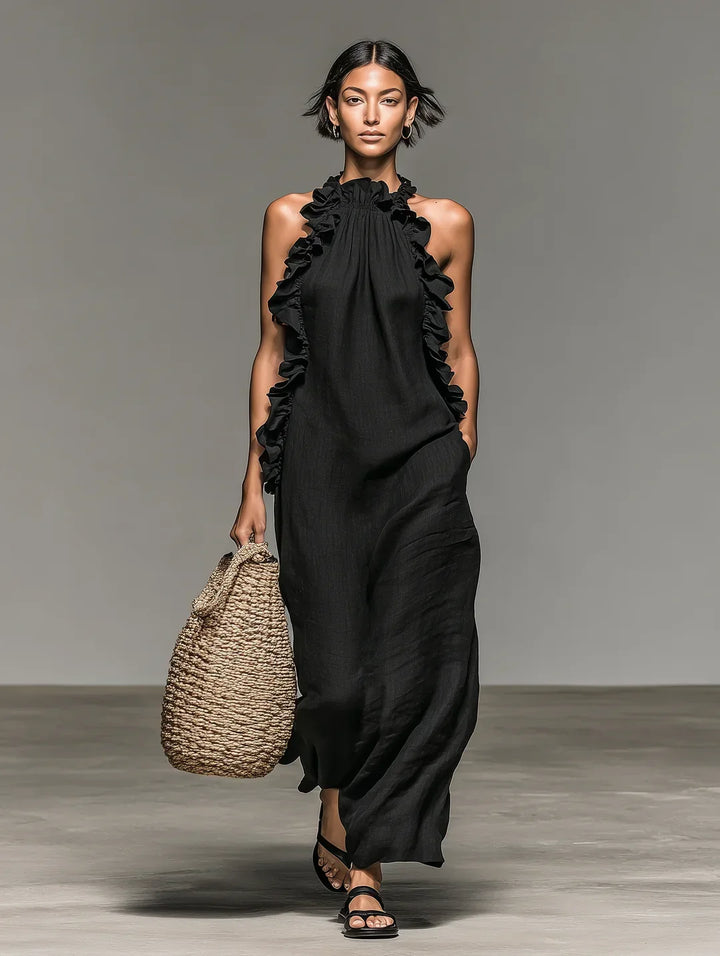 URSZULA | RUFFLE DETAIL MAXI DRESS FOR WOMEN