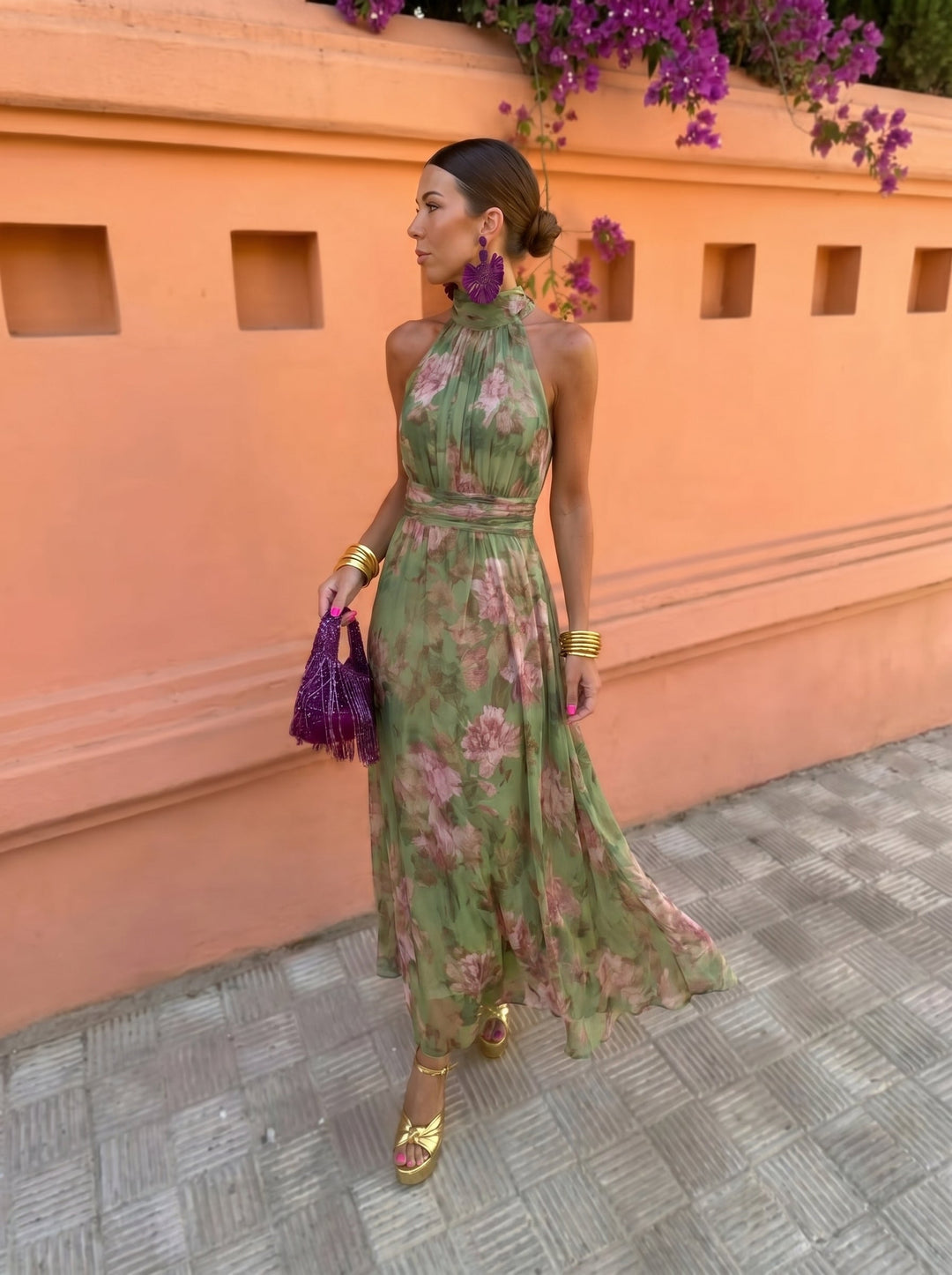 AURELIE | LONG FLORAL LOW DRESS FOR WOMEN