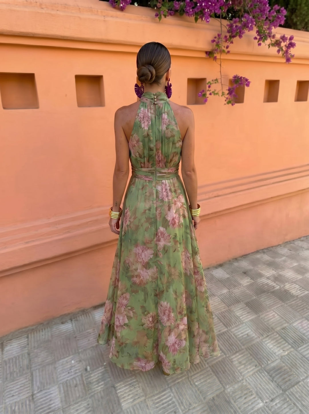 AURELIE | LONG FLORAL LOW DRESS FOR WOMEN