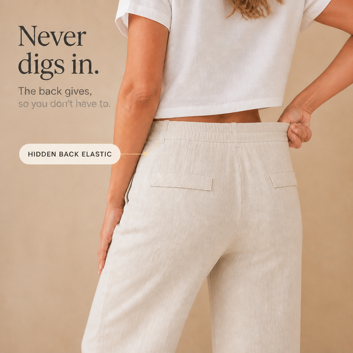 TRUELINE | COTTON-LINEN WIDE LEG TROUSERS FOR WOMEN