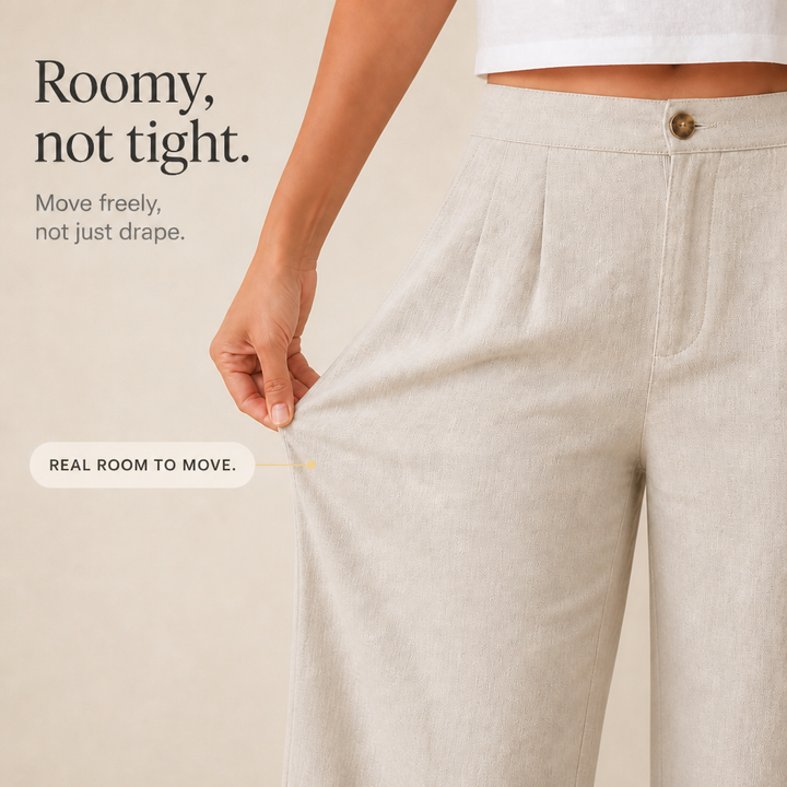 TRUELINE | COTTON-LINEN WIDE LEG TROUSERS FOR WOMEN