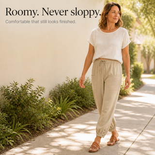 WEARBELLA | WIDE-LEG LINEN BLEND PANTS FOR WOMEN