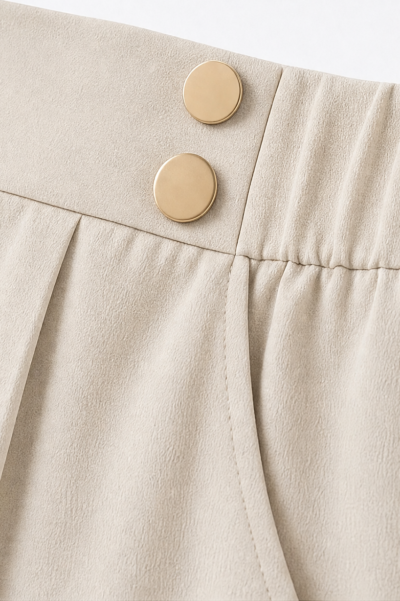 WEARBELLA | METALLIC-BUTTON WIDE-LEG HIGH-WAIST TROUSERS FOR WOMEN