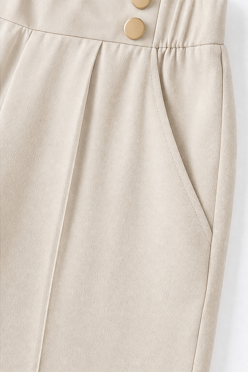 WEARBELLA | METALLIC-BUTTON WIDE-LEG HIGH-WAIST TROUSERS FOR WOMEN