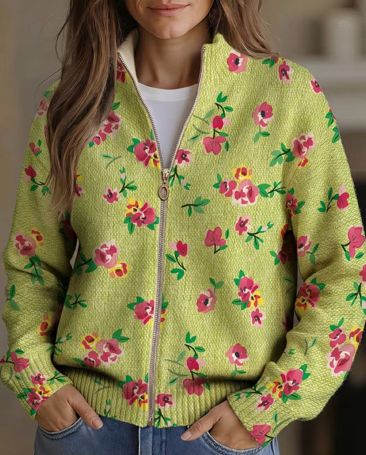 BIRGIT | PINK FLORAL LIME CARDIGAN FOR WOMEN