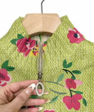 BIRGIT | PINK FLORAL LIME CARDIGAN FOR WOMEN