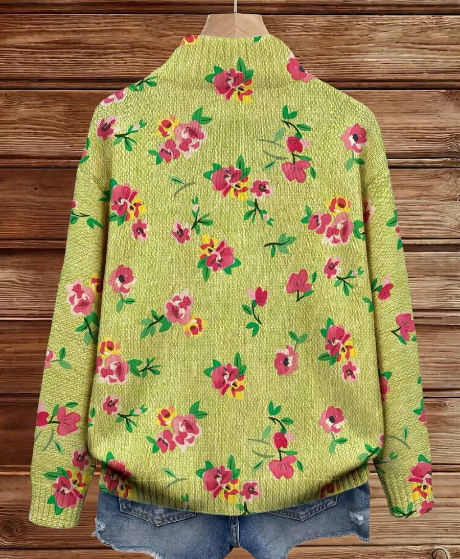 BIRGIT | PINK FLORAL LIME CARDIGAN FOR WOMEN