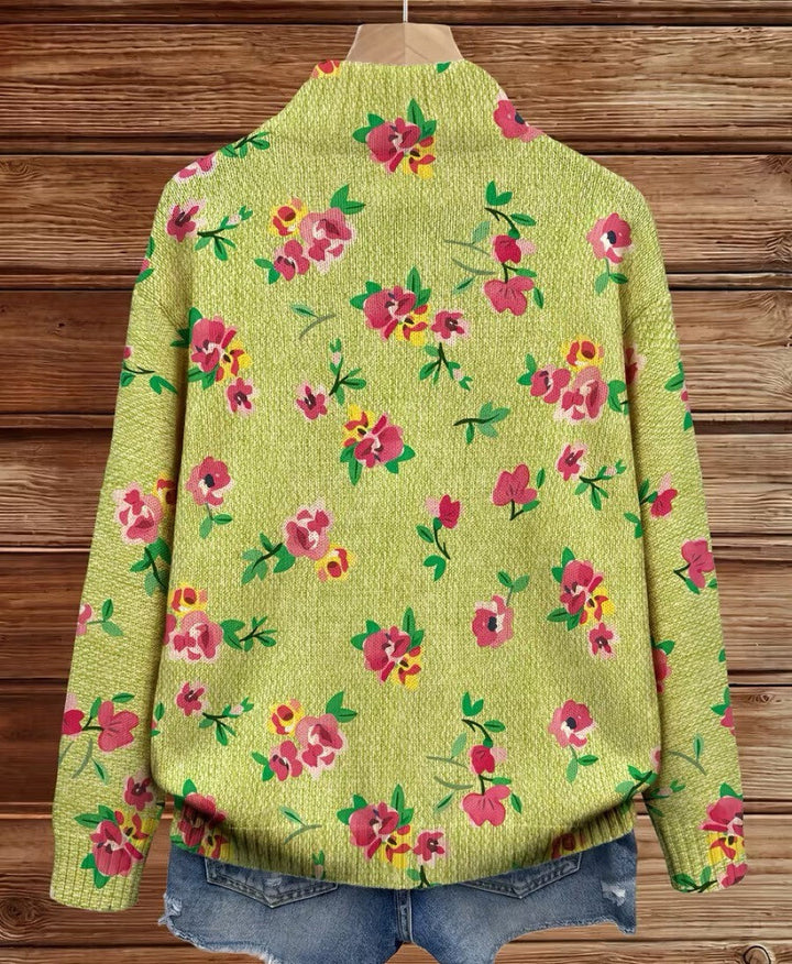BIRGIT | PINK FLORAL LIME CARDIGAN FOR WOMEN