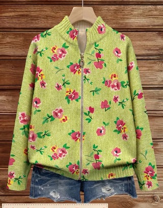 BIRGIT | PINK FLORAL LIME CARDIGAN FOR WOMEN