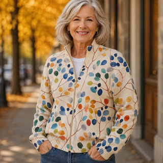 HELENA | BOTANICAL LEAF PRINT CARDIGAN FOR WOMEN