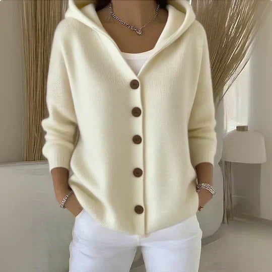 HELENA | HOODED BUTTON-UP KNIT CARDIGAN FOR WOMEN