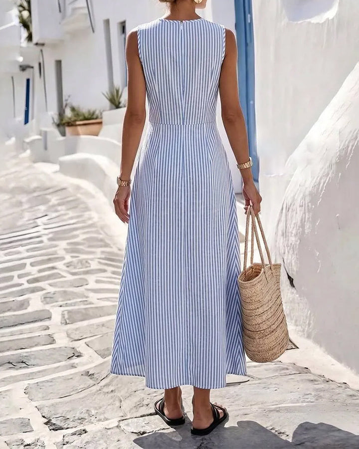 ELODIE | STRIPED TWIST-WAIST MAXI DRESS FOR WOMEN