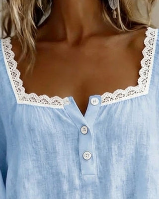 CARLOTTA | LACE-TRIM SQUARE NECK BLOUSE FOR WOMEN