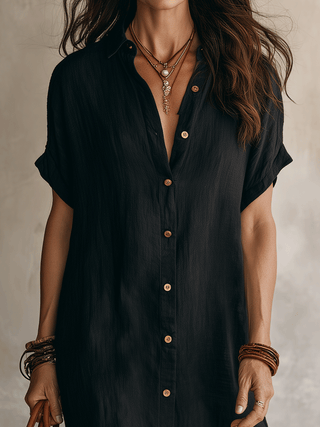 DOROTHEA | BUTTON-DOWN LINEN MIDI DRESS FOR WOMEN