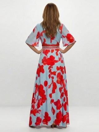 DAGMAR | NECK SLEEVE MAXI DRESS FOR WOMEN