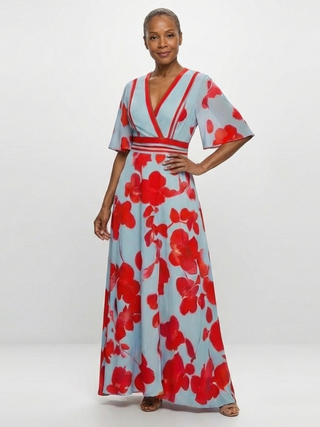 DAGMAR | NECK SLEEVE MAXI DRESS FOR WOMEN