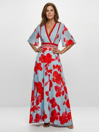 DAGMAR | NECK SLEEVE MAXI DRESS FOR WOMEN