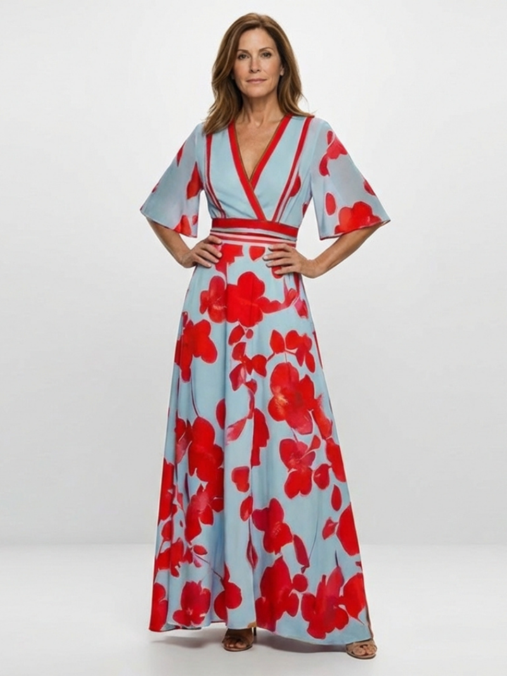 DAGMAR | NECK SLEEVE MAXI DRESS FOR WOMEN