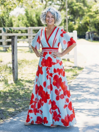 DAGMAR | NECK SLEEVE MAXI DRESS FOR WOMEN