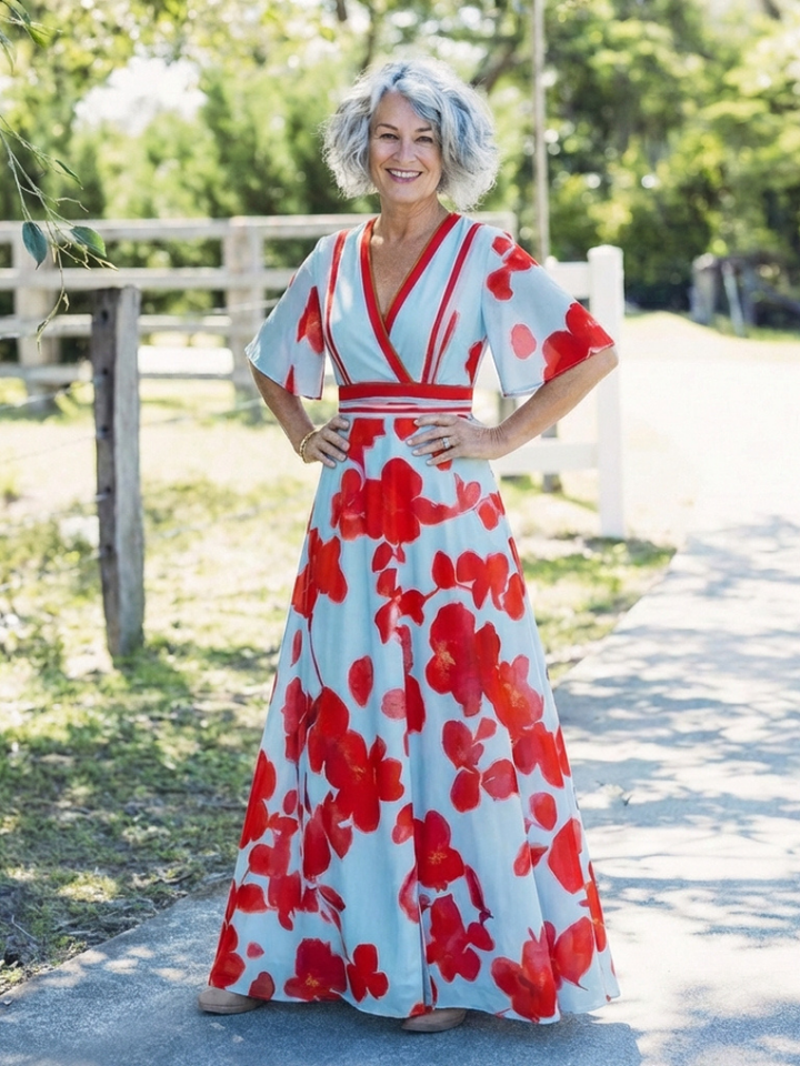 DAGMAR | NECK SLEEVE MAXI DRESS FOR WOMEN