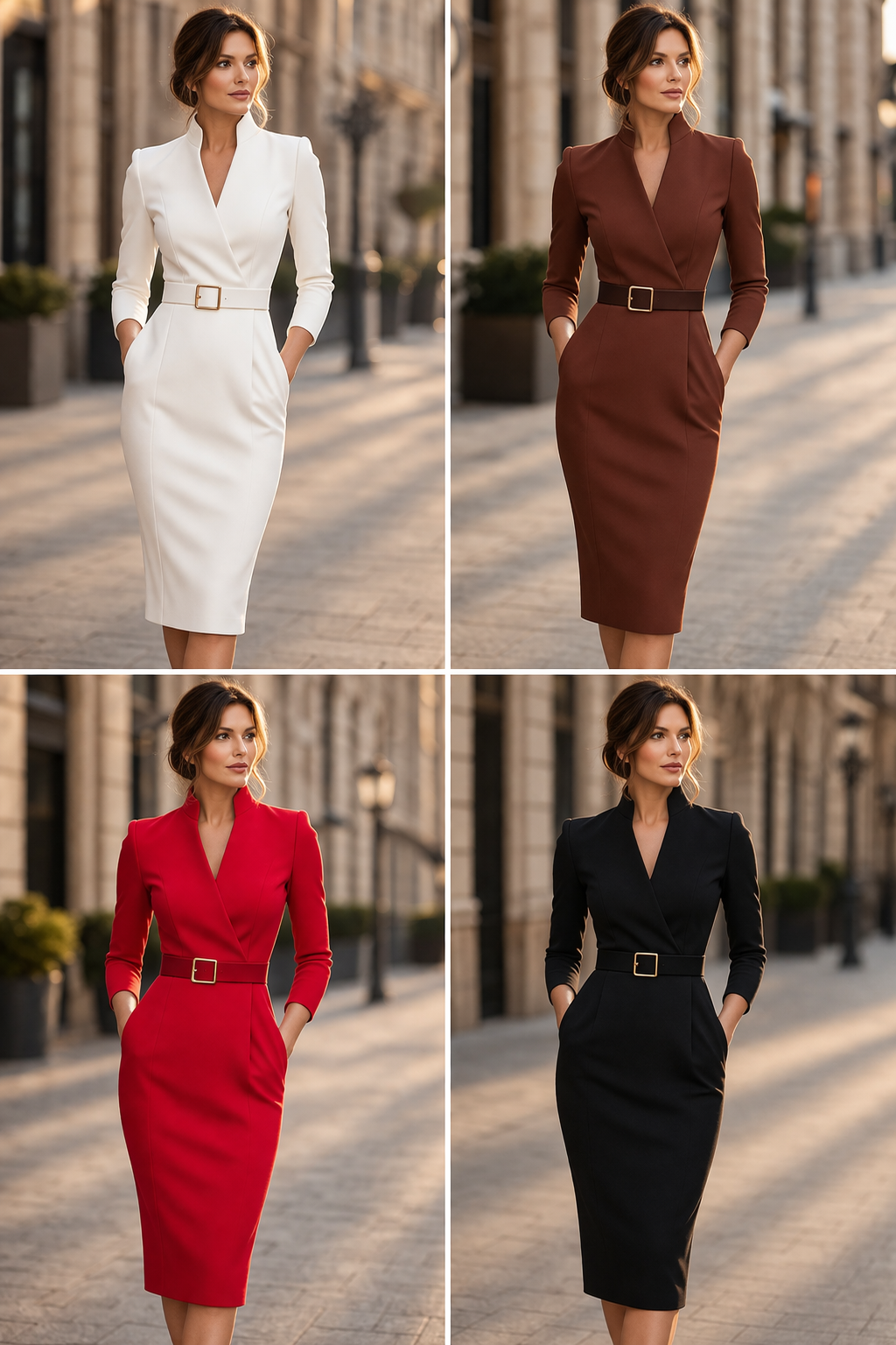 FRIDA | BELTED WRAP MIDI DRESS FOR WOMEN