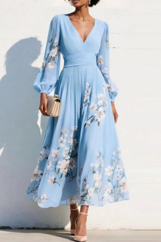 ELODIE | FLORAL V-NECK MAXI DRESS FOR WOMEN
