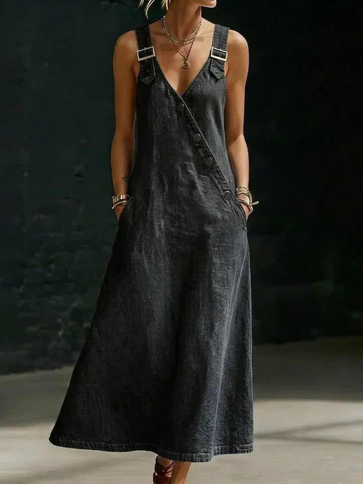 VERA | LONG DENIM BUTTON-DOWN DRESS FOR WOMEN